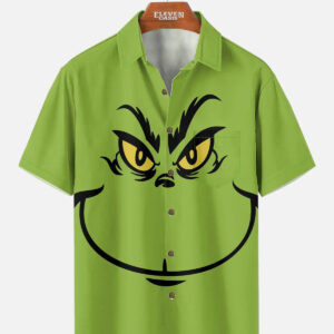 Men's Iconic Big Grinch Face Short Sleeve Shirt