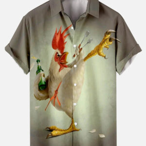 Tall Men's Rooster Party Animal Short Sleeve Shirt